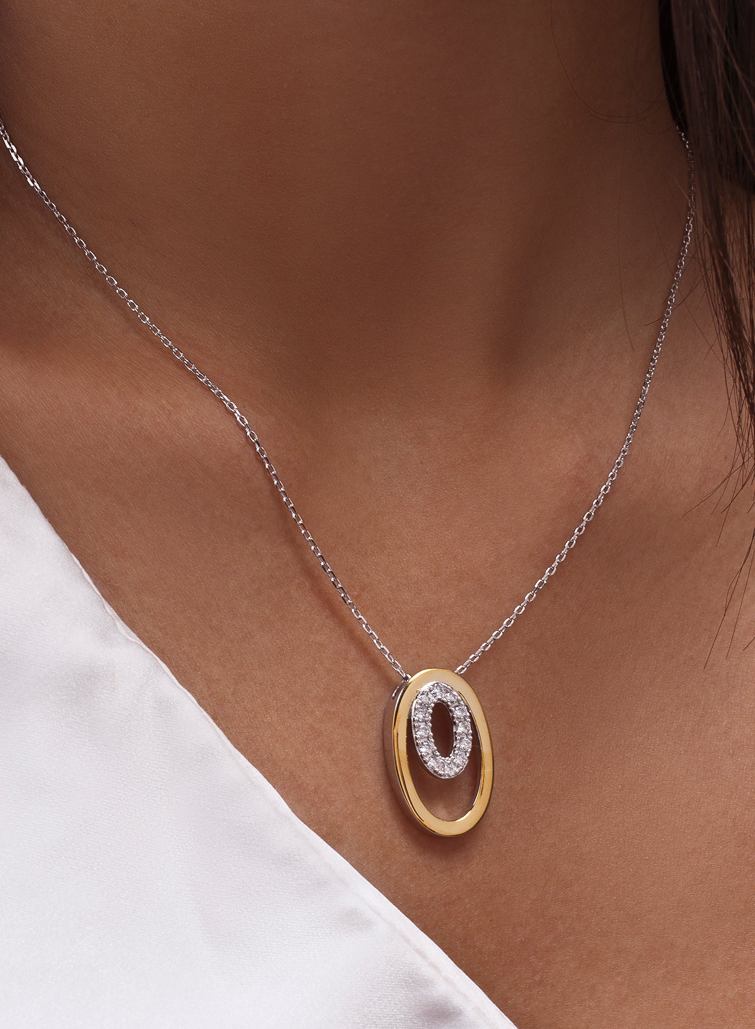 Colgantes bicolor diseño doble círculo multi tamaño-LINEARGENT