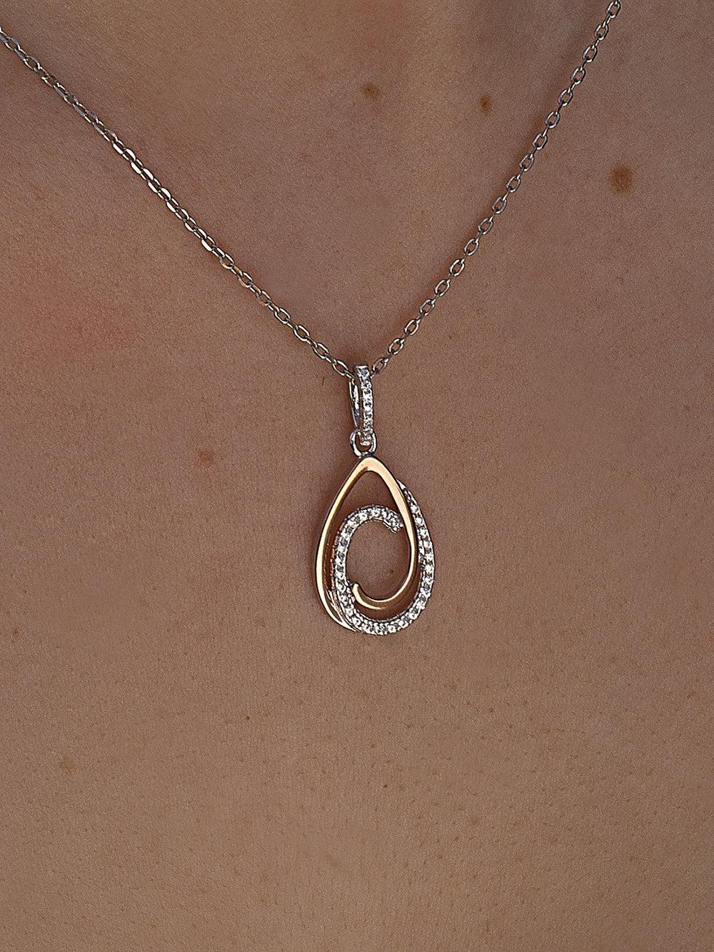 Colgantes bicolor plata diseño de dos aros unidos