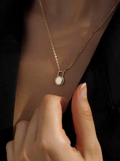 Colgantes pequeños de plata candado redondo-LINEARGENT