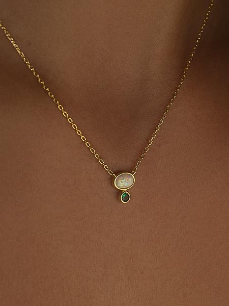 Colgantes pequeños de plata diseño ópalo y aventurina-LINEARGENT