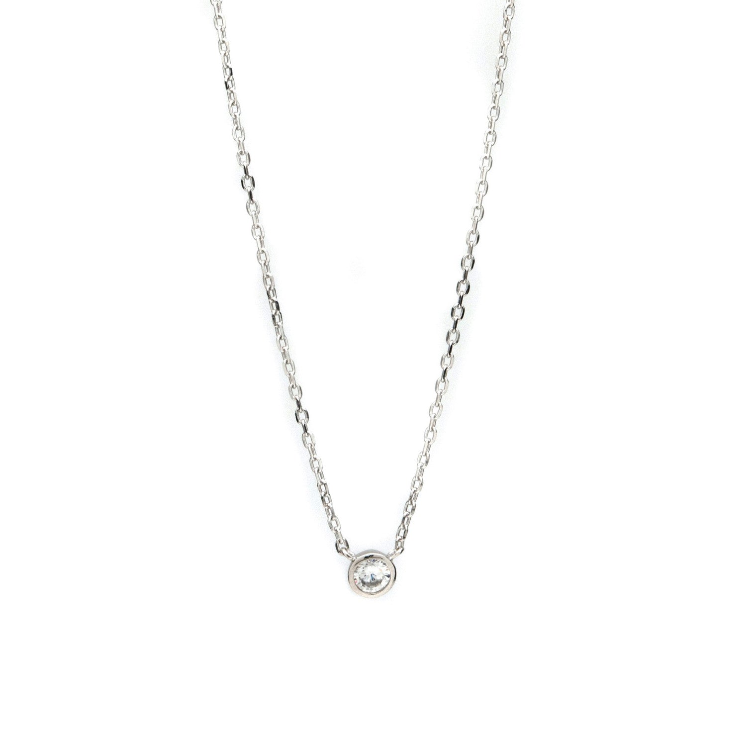 Colgantes pequeños diseño de circonita y plata lisa-LINEARGENT