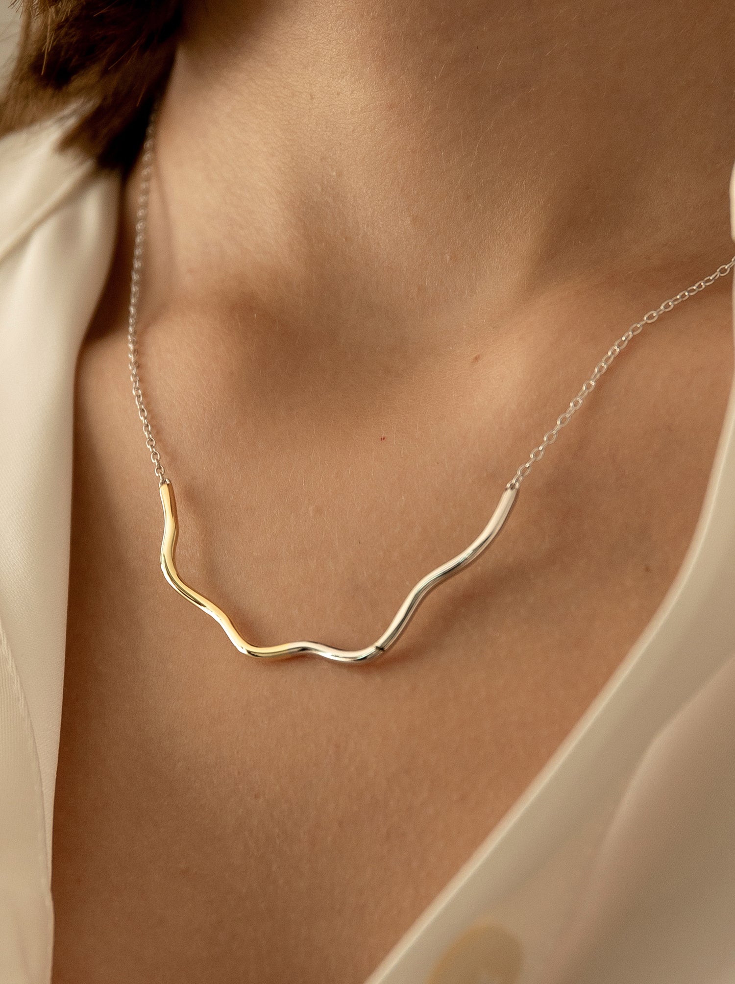 Colgantes plata originales diseño irregular en plata lisa-LINEARGENT