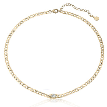 Collar cadena de plata de eslabones con detalle de circonita
