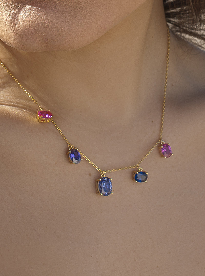 Collar con colgantes de piedras de colores.-LINEARGENT
