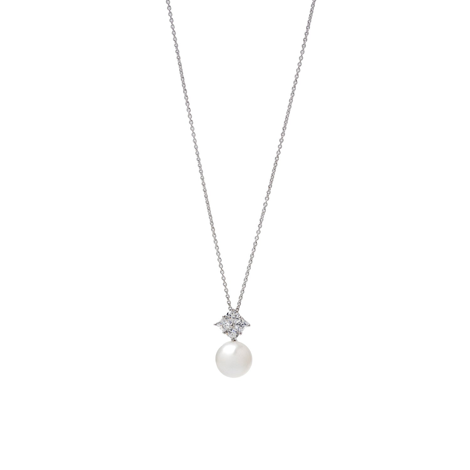 Collar con perla estilo tu y yo y circonitas-LINEARGENT