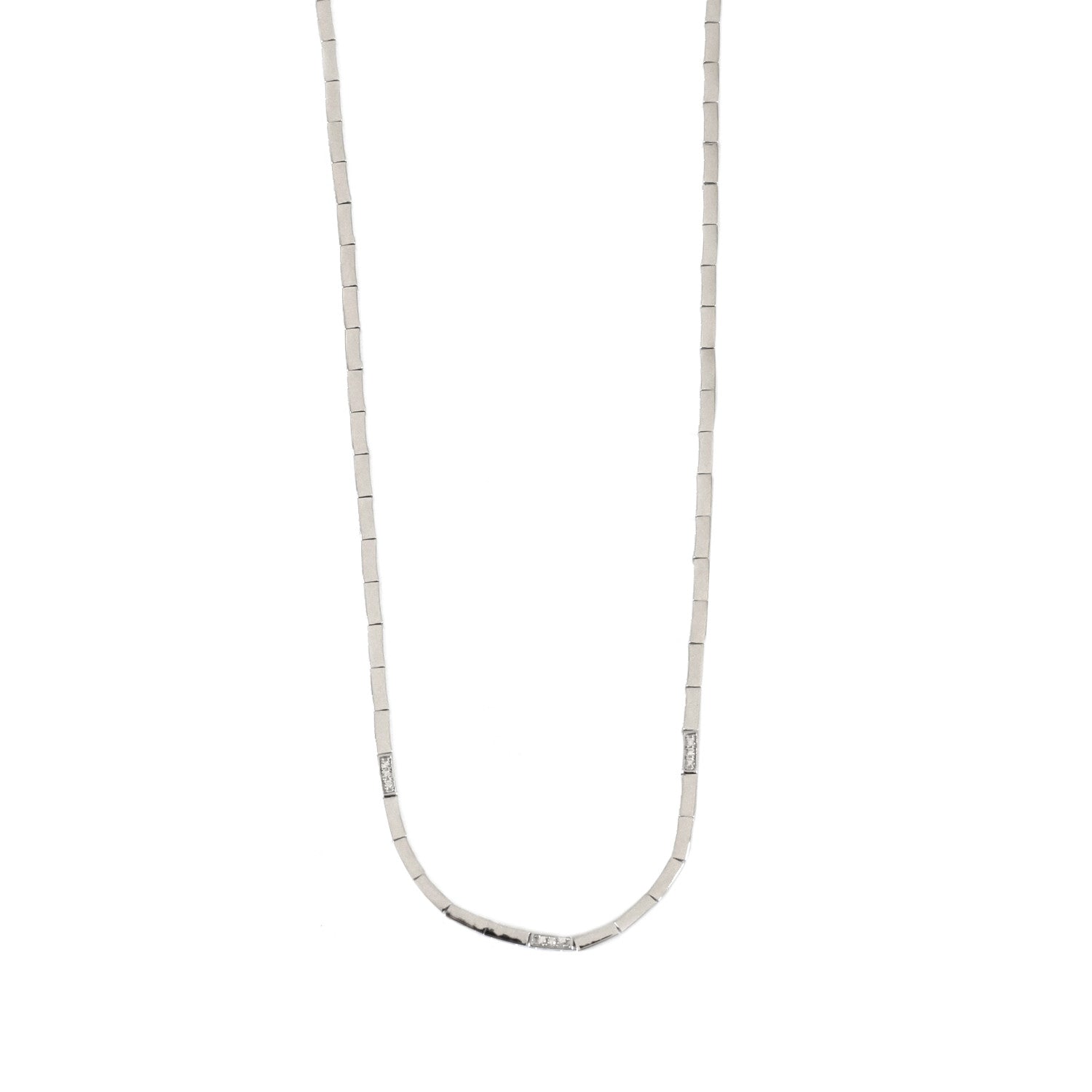 Collar corto de plata diseño semi rígido y circonitas-LINEARGENT