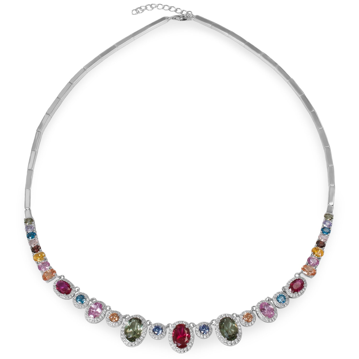 Collar de plata con piedras multicolor – diseño joya de arcoíris