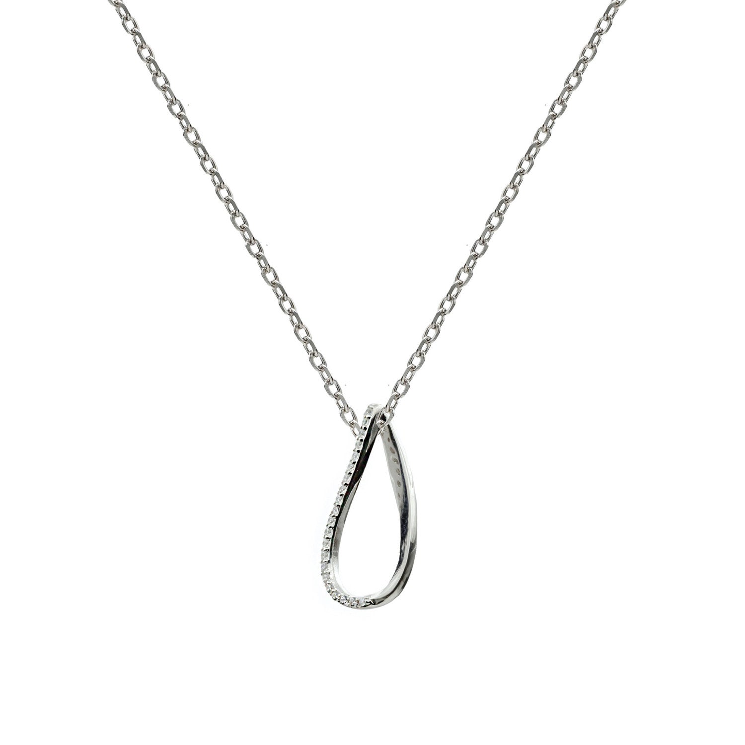 Collar de plata diseño minimal con circonitas