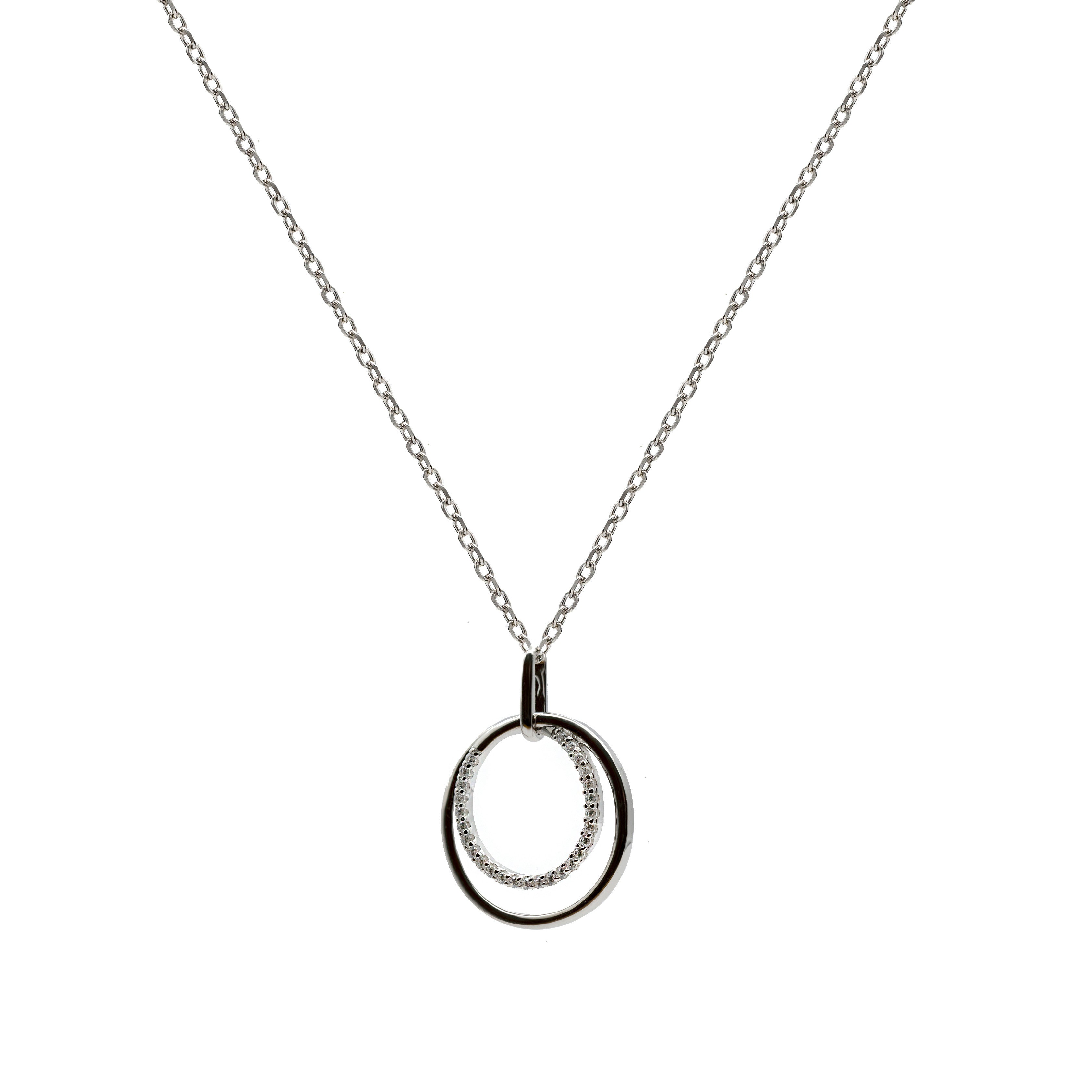 Collar de plata doble circulo movible con circonitas
