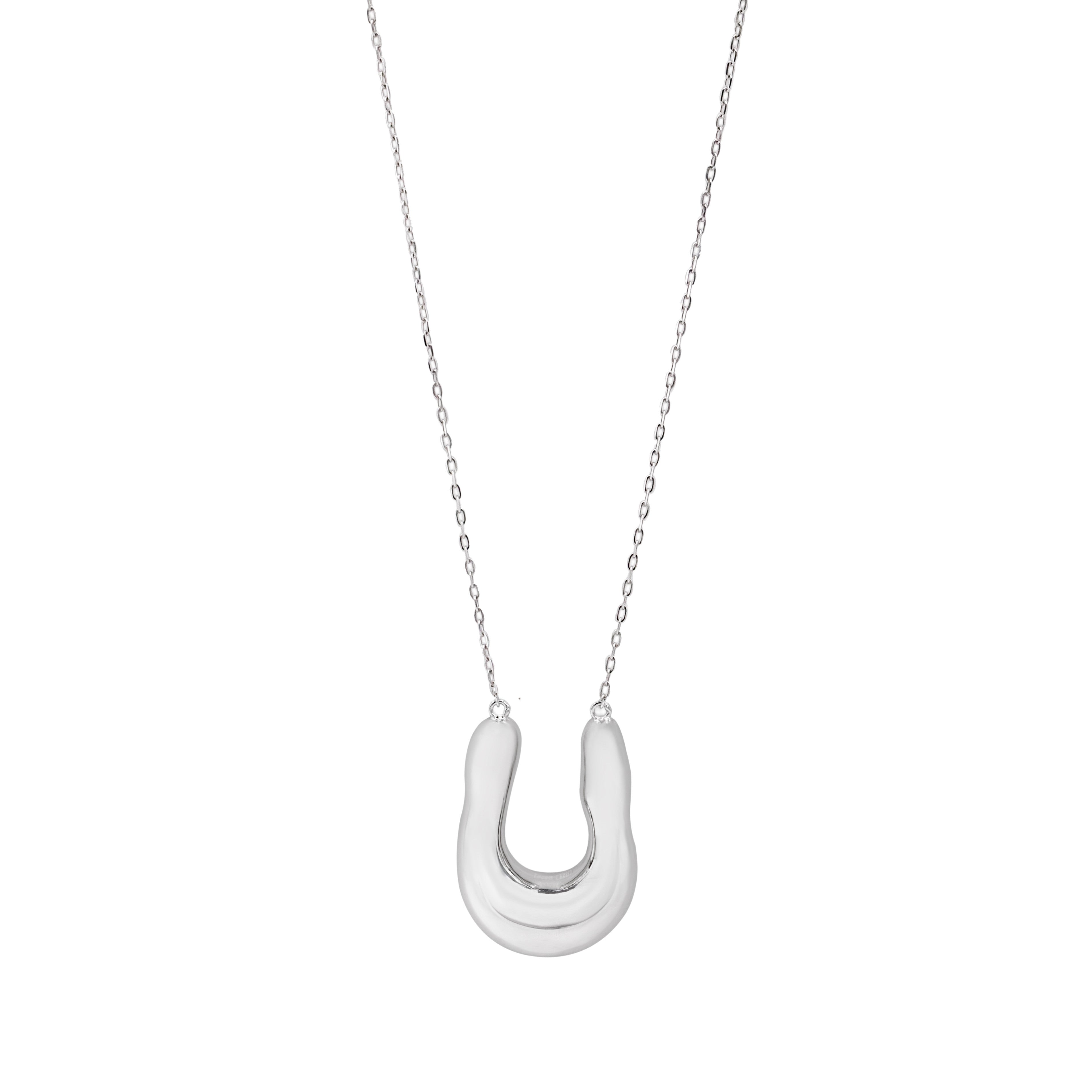 Collar de plata en forma de u irregular liquido-LINEARGENT