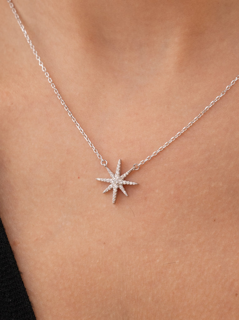 Collar de plata inspiracion estrella con circonitas-LINEARGENT