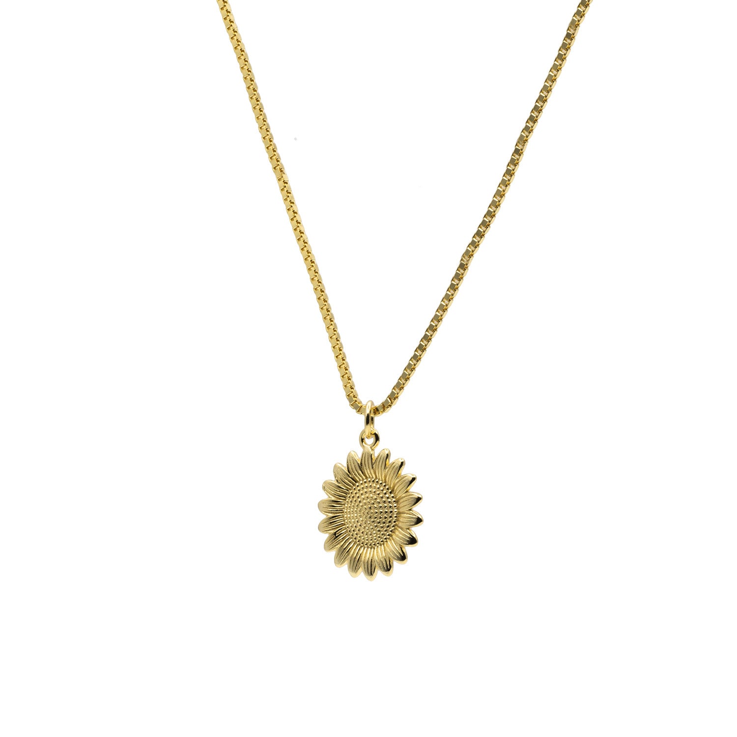 Collar medalla en plata bañada en oro diseño girasol-LINEARGENT