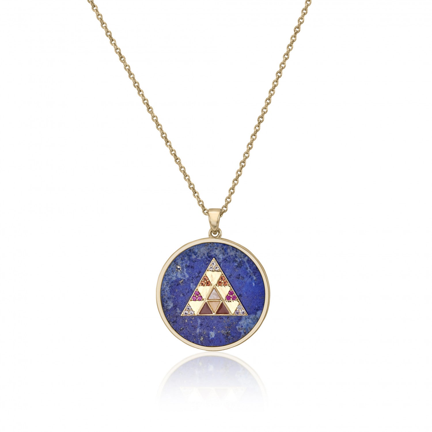 Collar medalla motivo piramide lapislzuli y circonitas-LINEARGENT