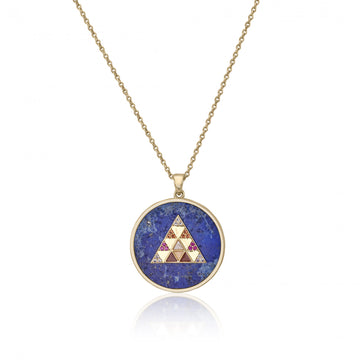 Collar medalla motivo piramide lapislzuli y circonitas