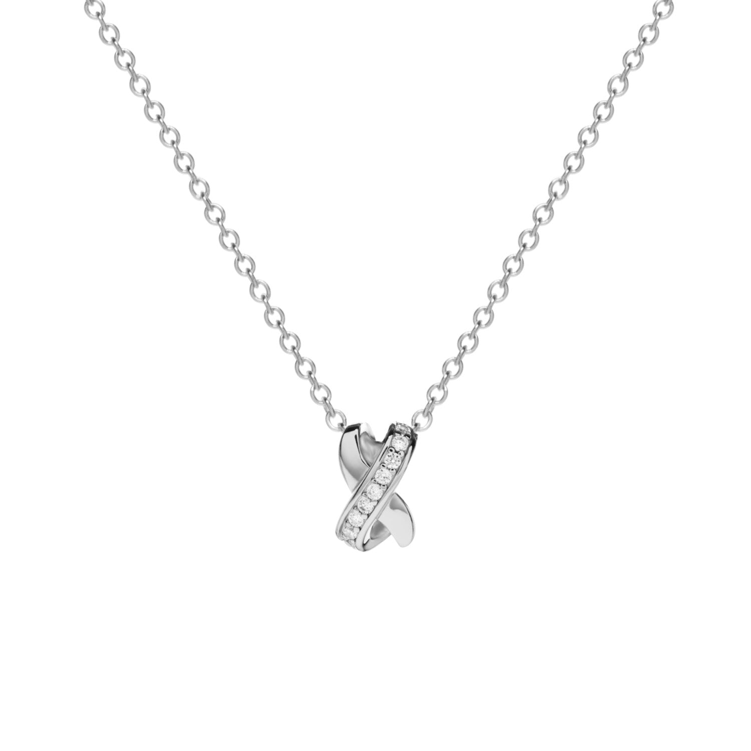 necklace small crossed with zirconias