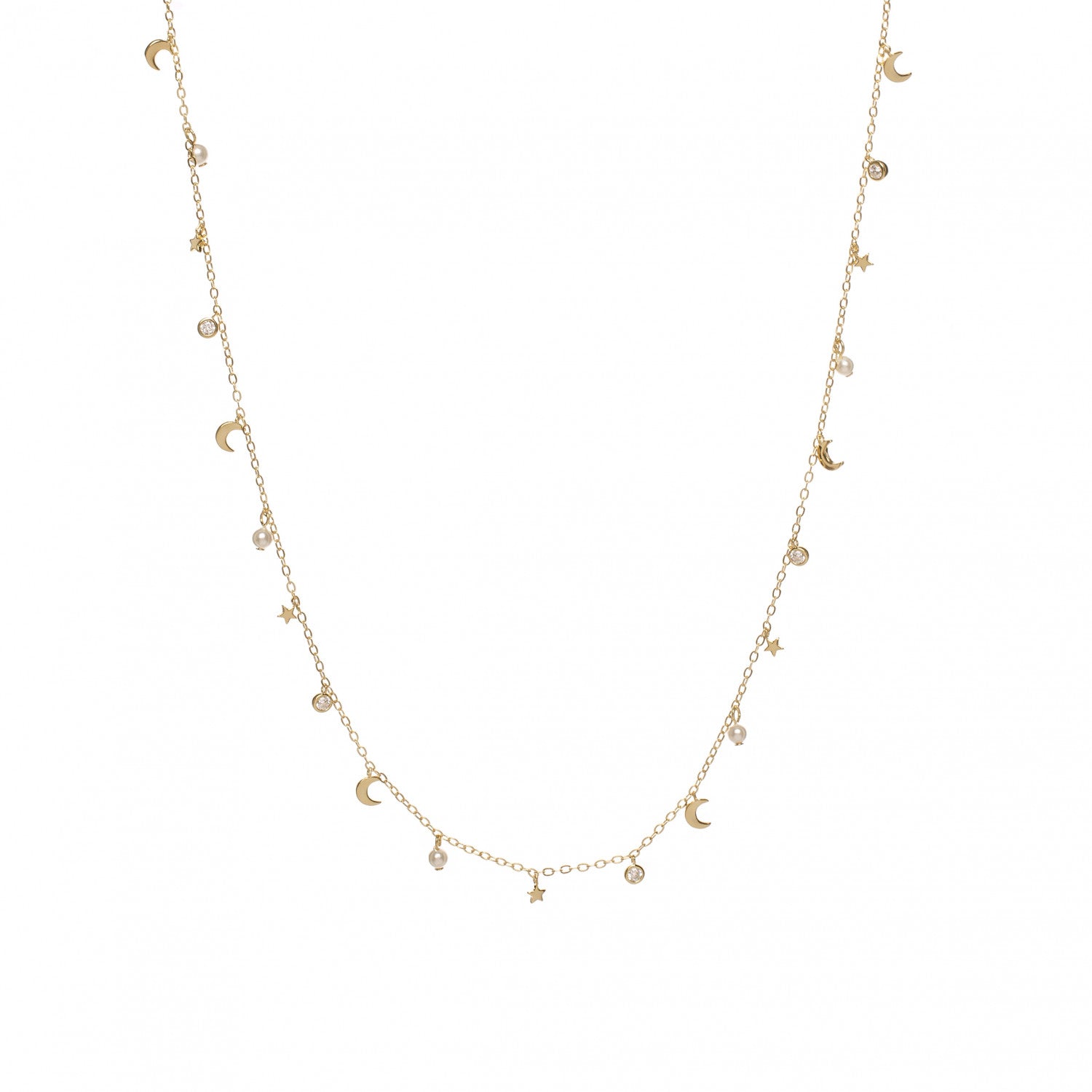 Collares con colgantes en plata baño en oro diseño variado-LINEARGENT