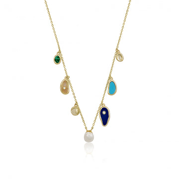 Collares con colgantes en plata diseño piedra natural