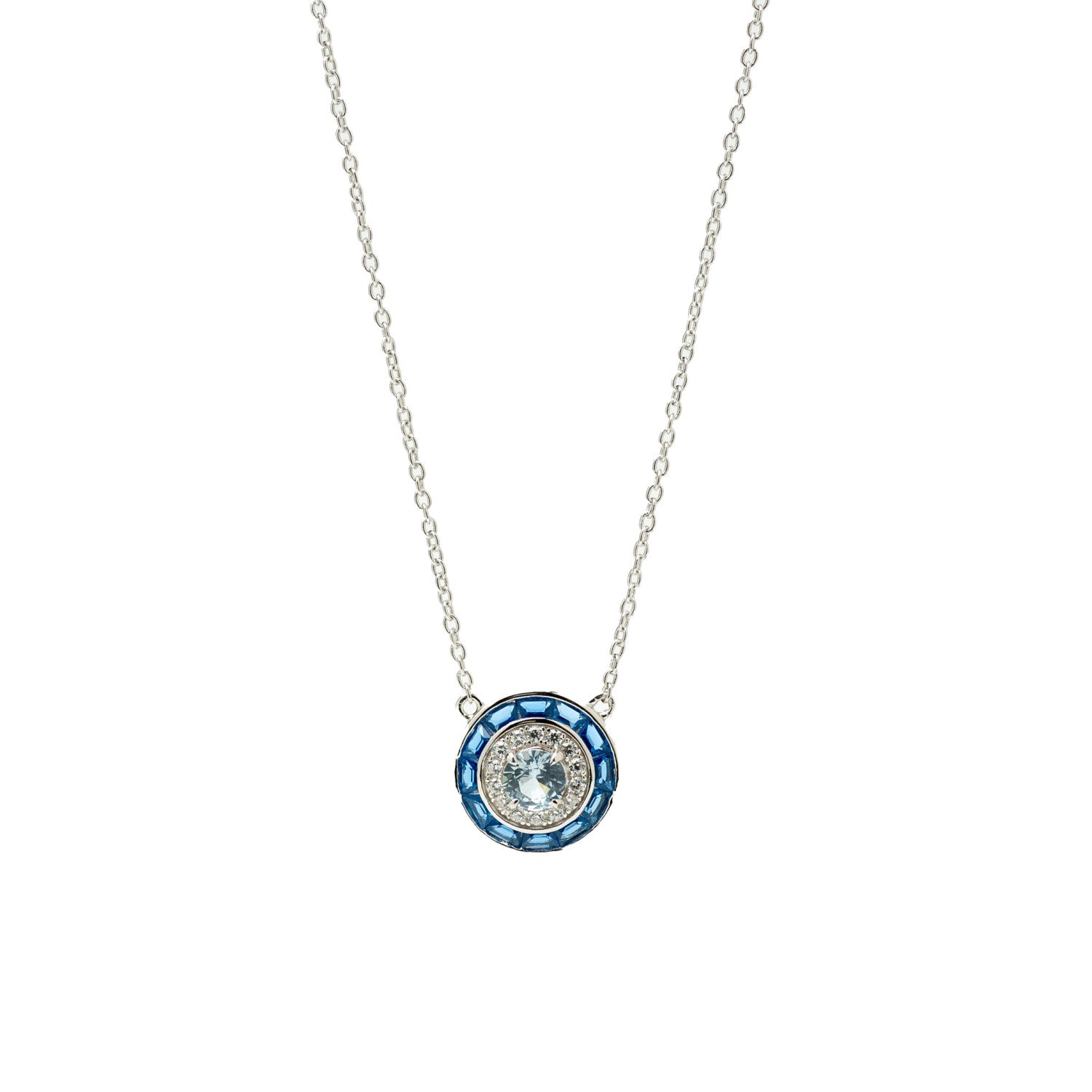 Collares con piedras diseño circular tono azul-LINEARGENT