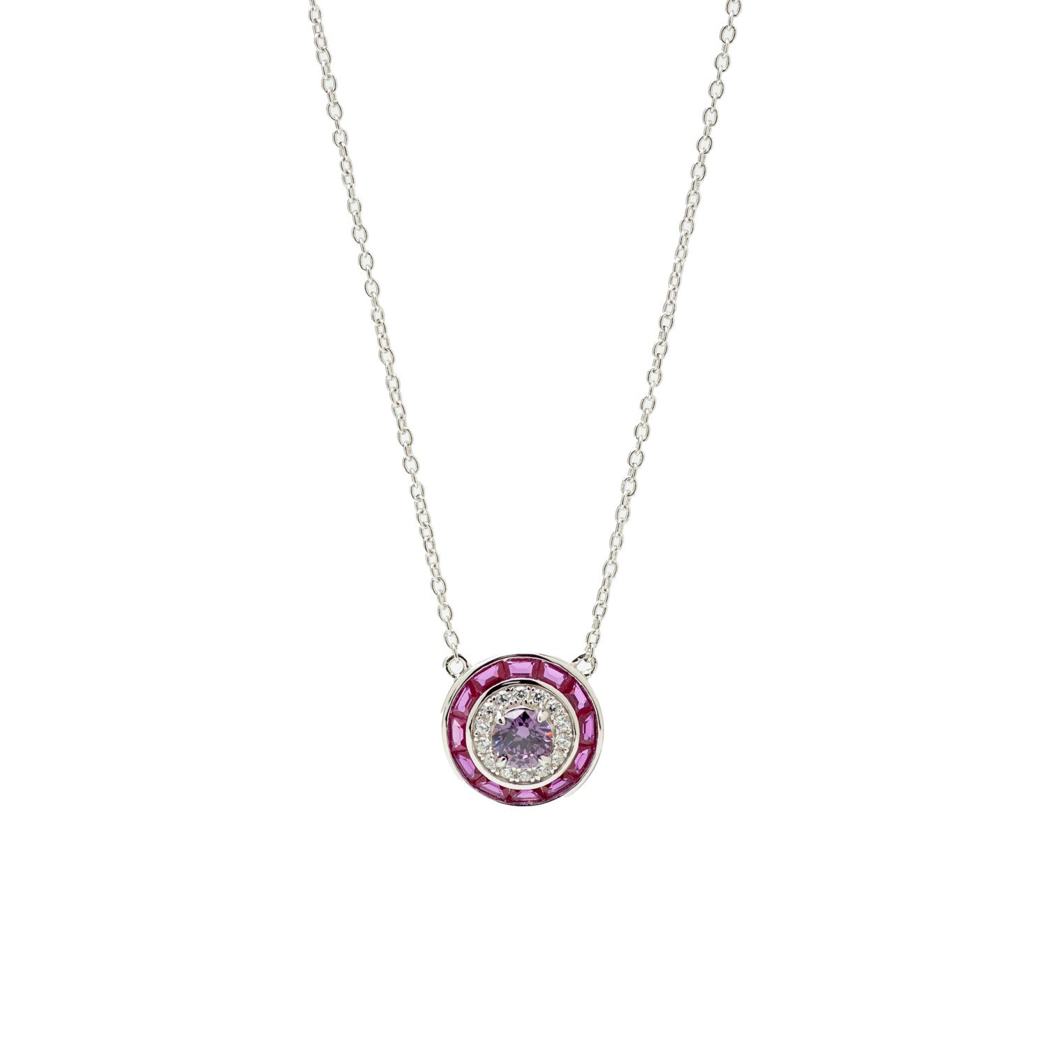 Collares con piedras diseño circular tono fucsia-LINEARGENT