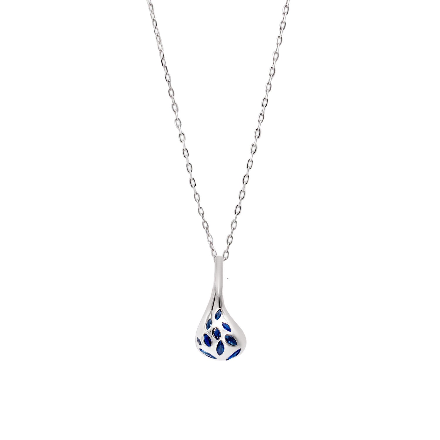Collares con piedras diseño gota en tono azul-LINEARGENT