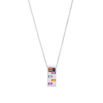 Collares con piedras diseño rectangular tonos brillantes