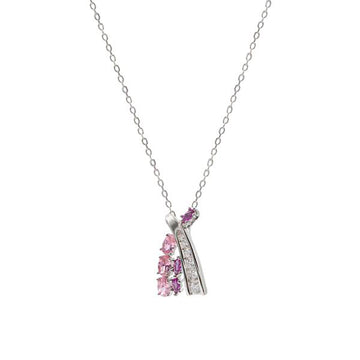 Collares con piedras en plata diseño cruzado cuarzo rosa