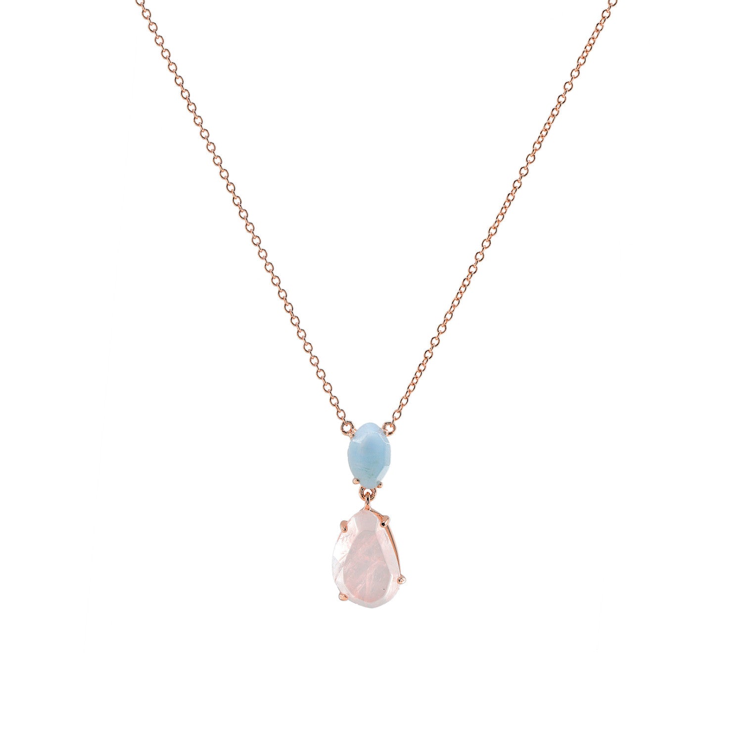 Collares con piedras en plata diseño doble tono pastel-LINEARGENT