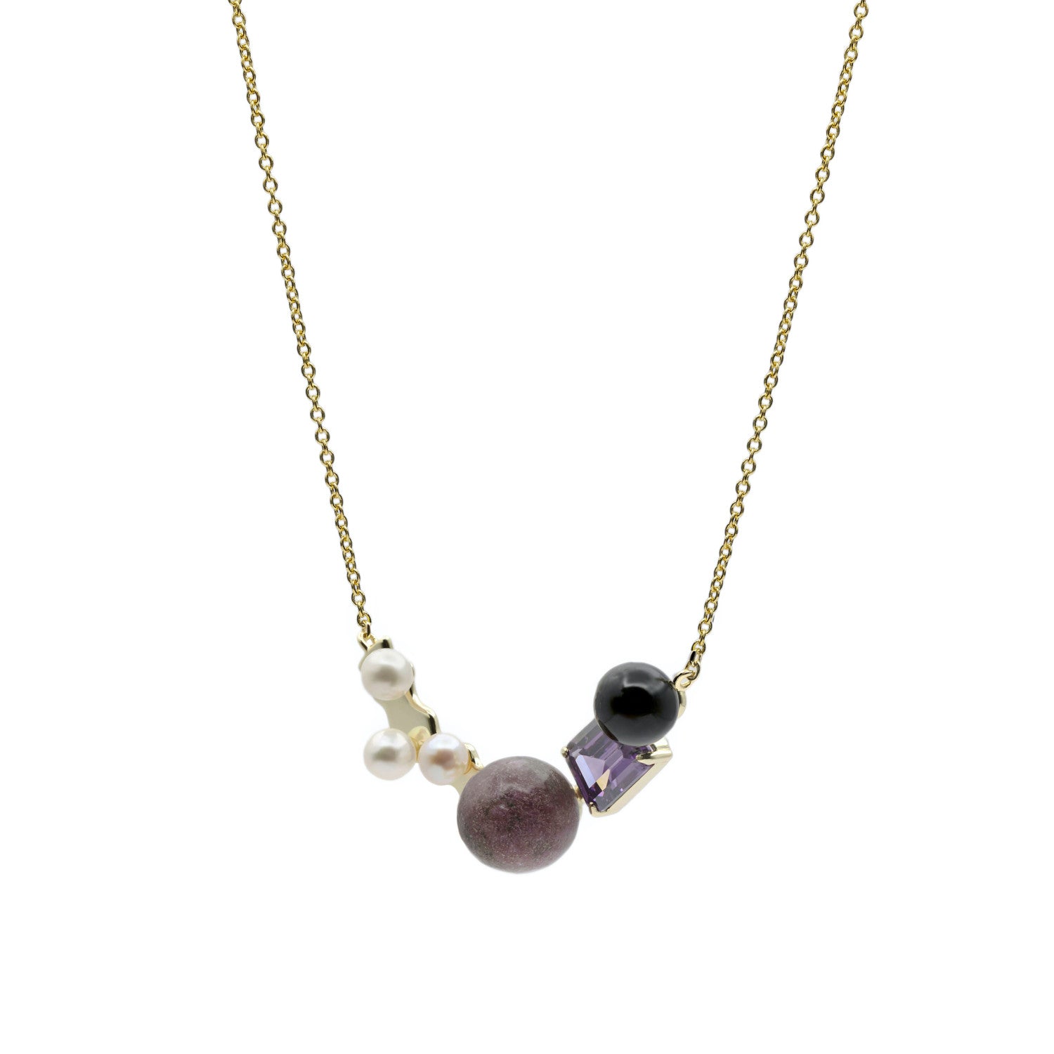 Collares con piedras en tonos morado y negro-LINEARGENT