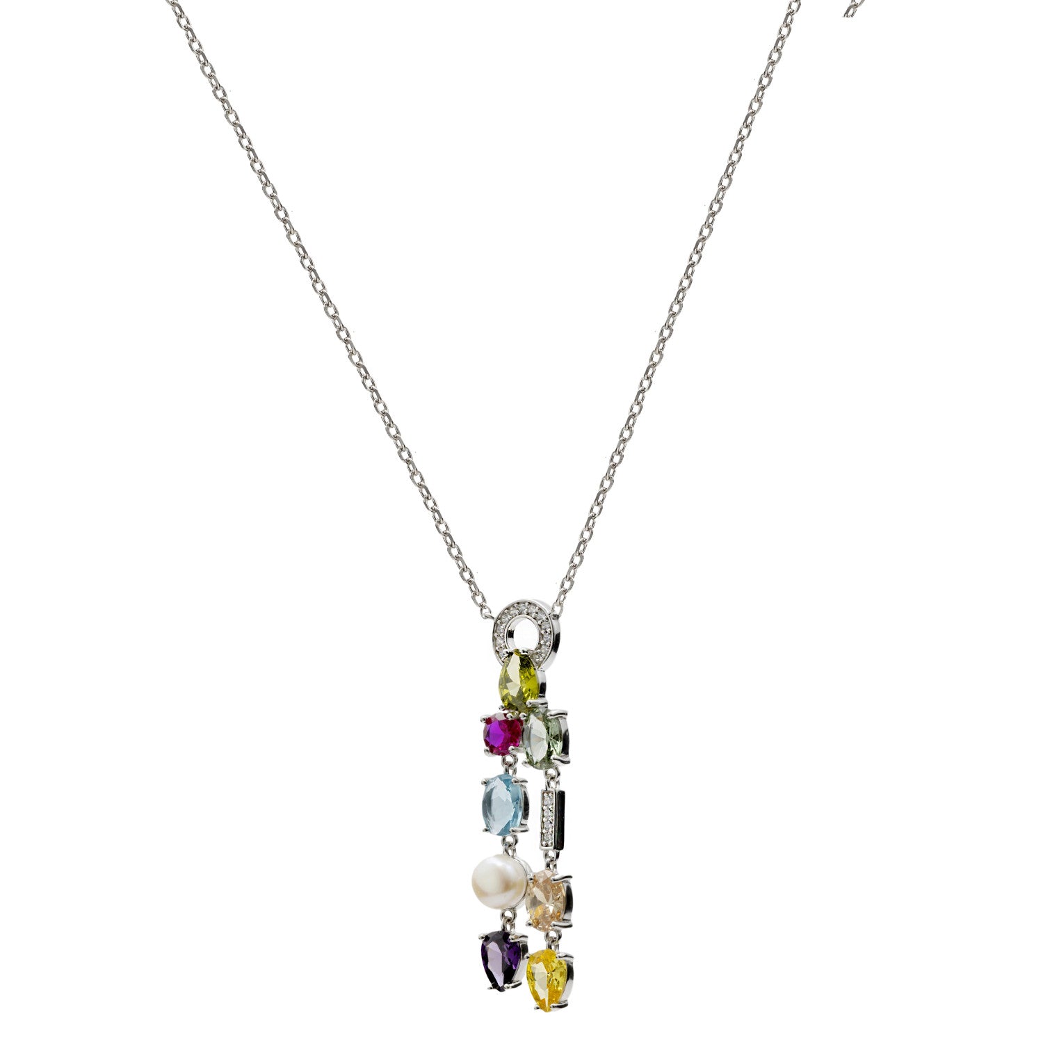Collares con piedras multicolor y perla estilo elegante-LINEARGENT