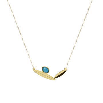 Collares con piedras tono turquesa con diseño de hojas