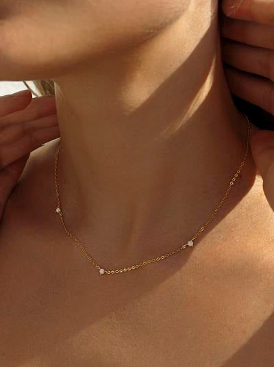 Collares cortos diseño de tres gemas con baño de oro-LINEARGENT