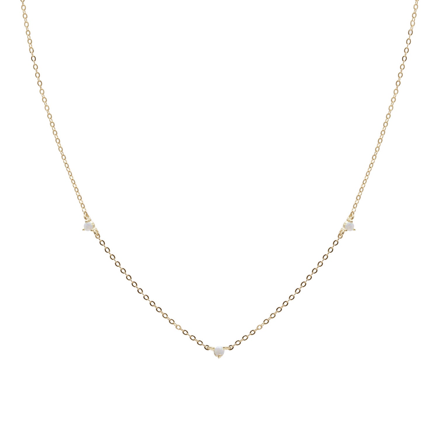 Collares cortos diseño de tres gemas con baño de oro-LINEARGENT