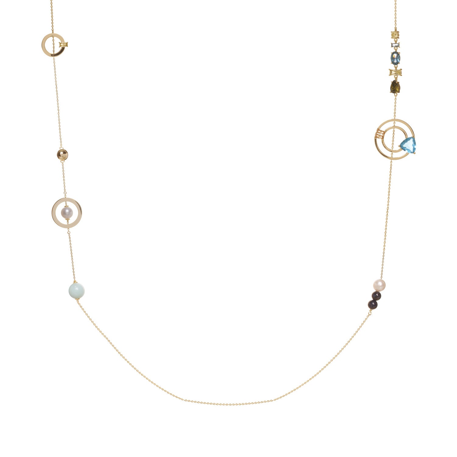 Collares largos estilo elegante con perlas y piedras-LINEARGENT