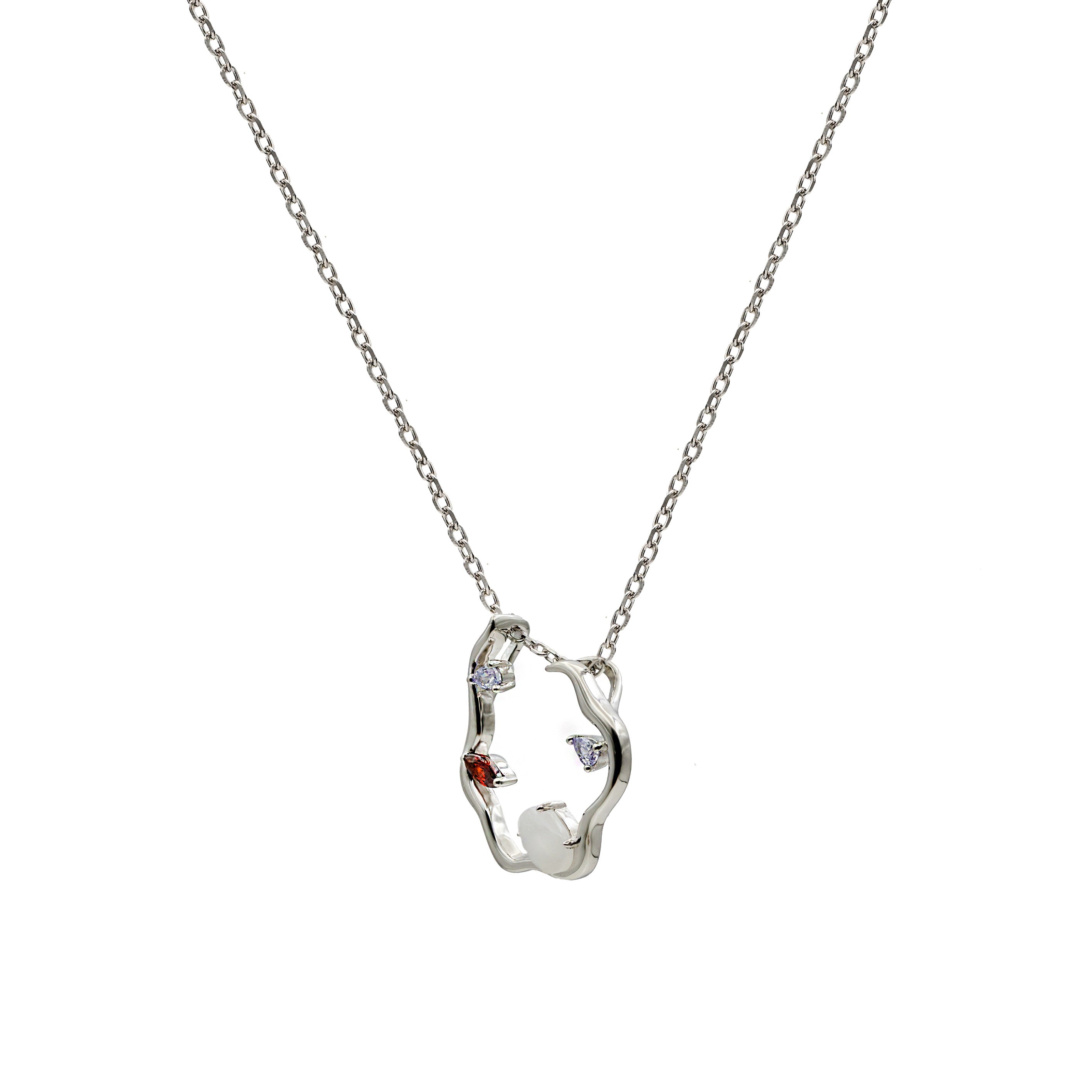 Collares plata originales diseño curvilíneo con gemas-LINEARGENT