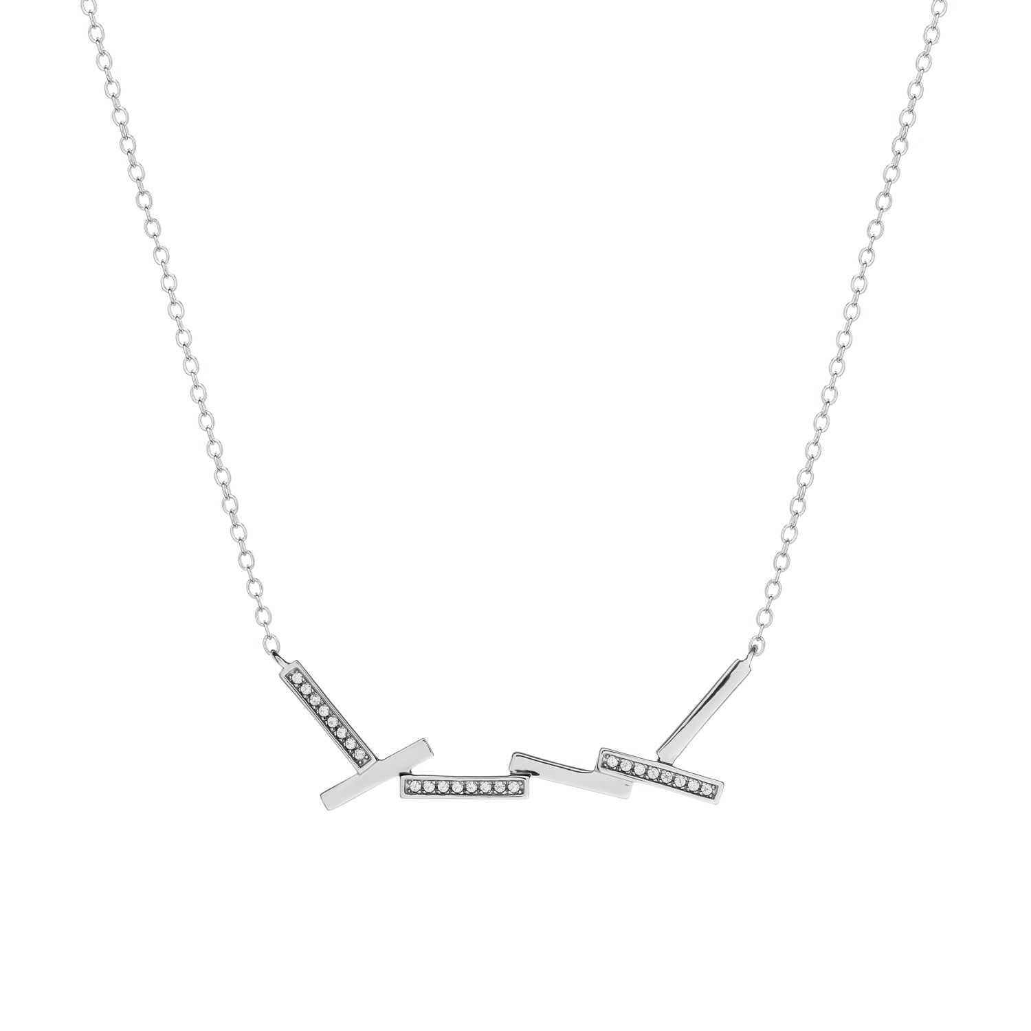 Collares plata originales diseño minimalista con circonitas-LINEARGENT