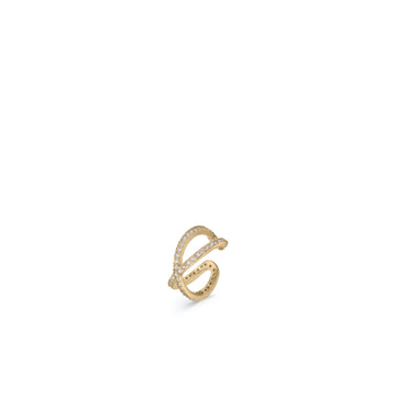 Ear cuff de plata bañada en oro diseño cruzado de circonitas