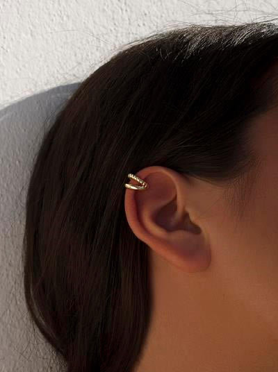 Ear cuff en plata bañda en oro diseño trenzado-LINEARGENT