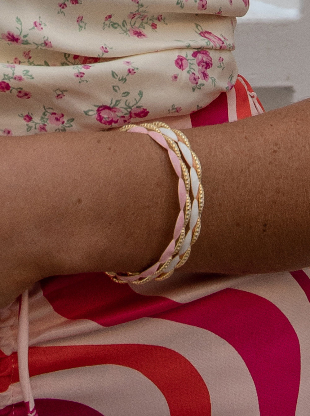 Esclava de plata diseño bubble en esmalte blanco-LINEARGENT