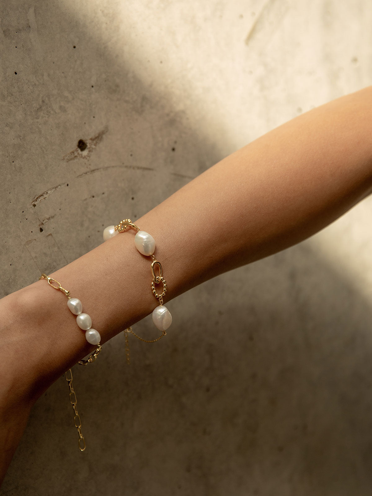 Pulseras de perlas en plata triple diseño