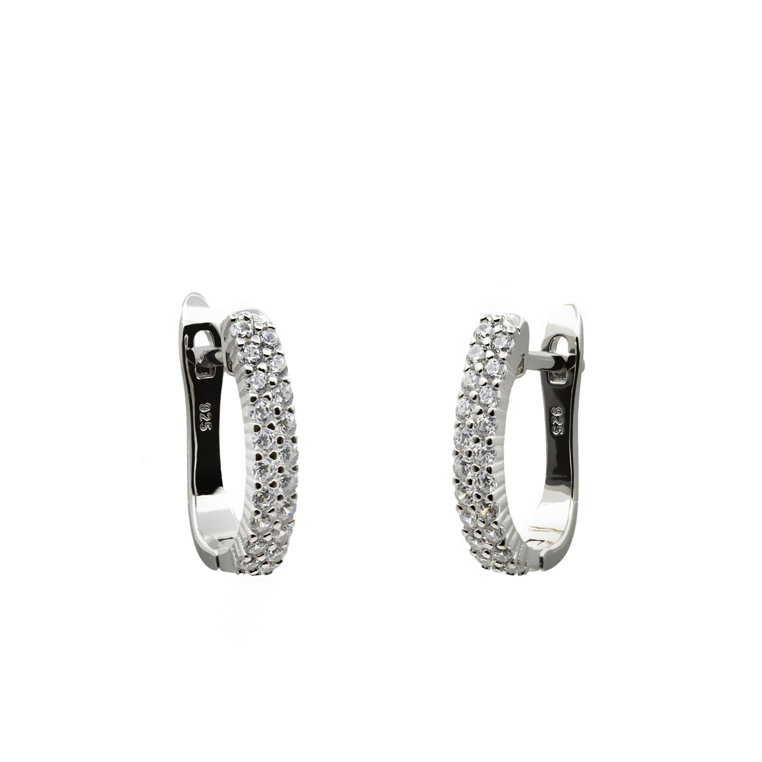 Pendiente de aro ancho en forma irregular de circonitas-LINEARGENT