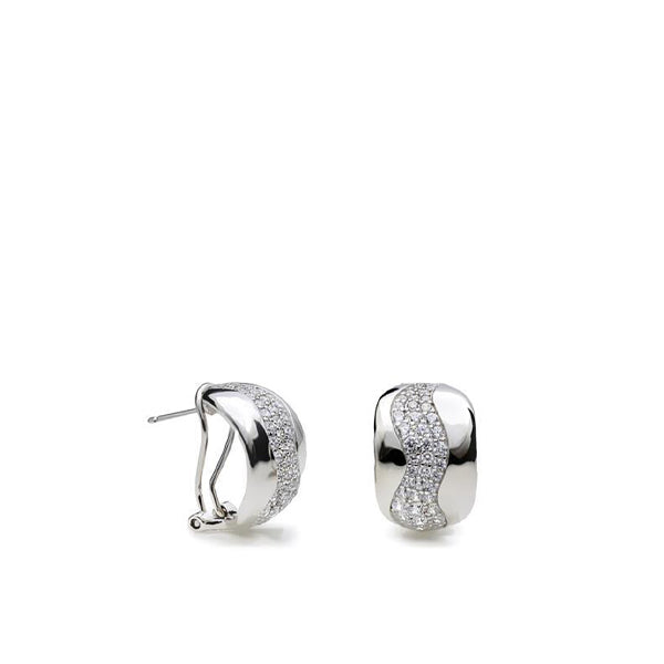 Pendiente omega de plata con onda de circonitas