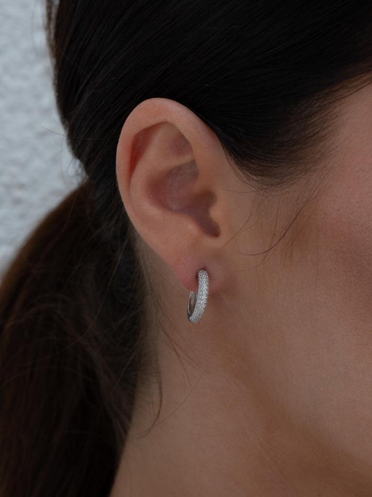 Pendientes aro con circonitas blancas modelo pequeño