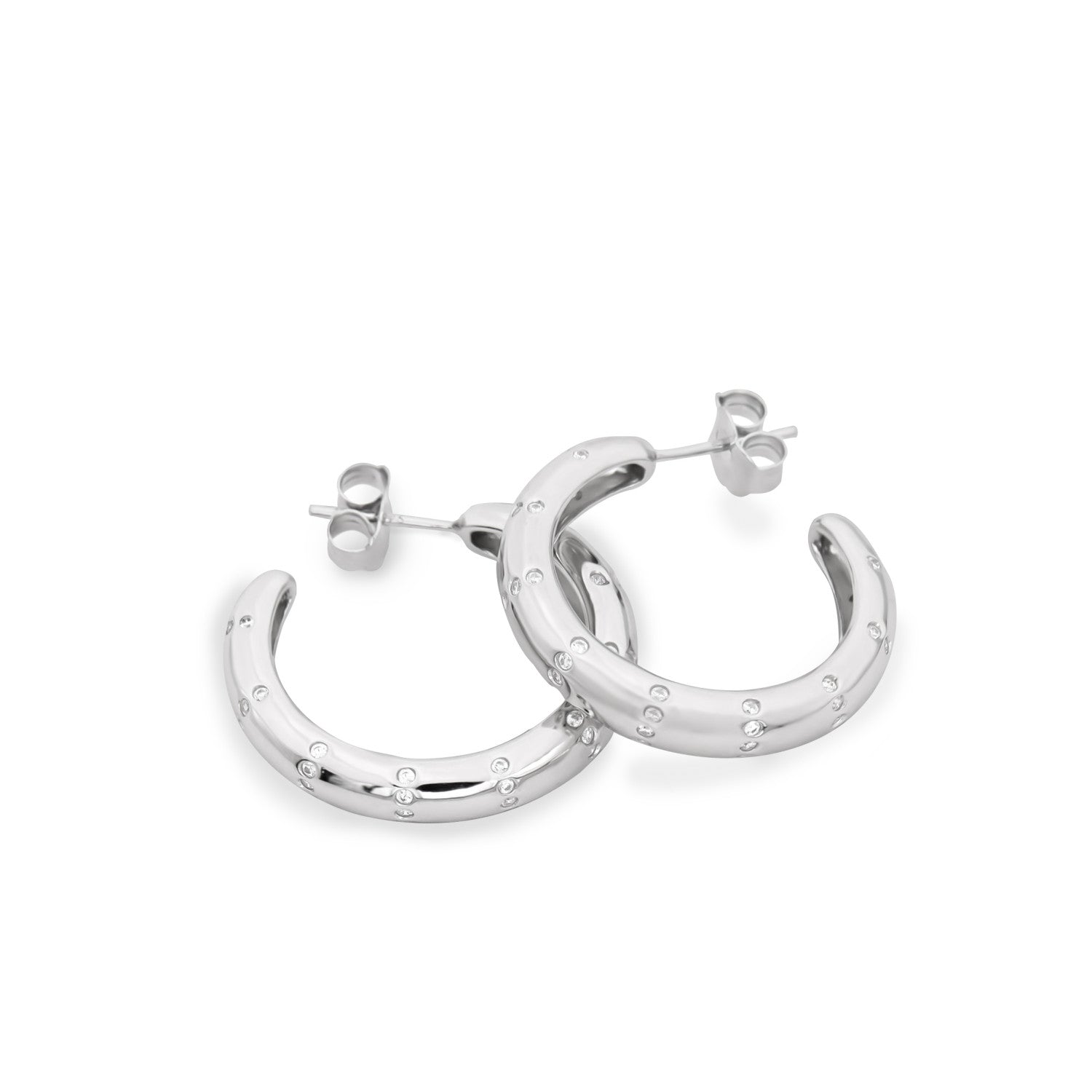 Pendientes aro con patron de circonitas-LINEARGENT