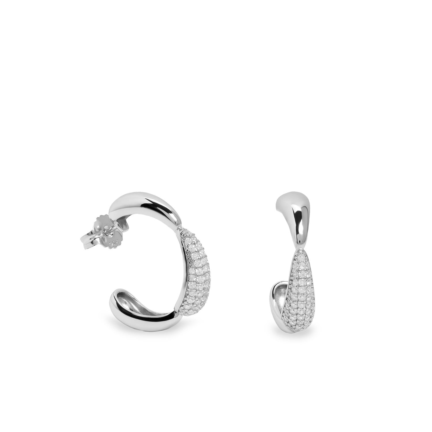 Pendientes aro de plata con circonitas efecto hinchado