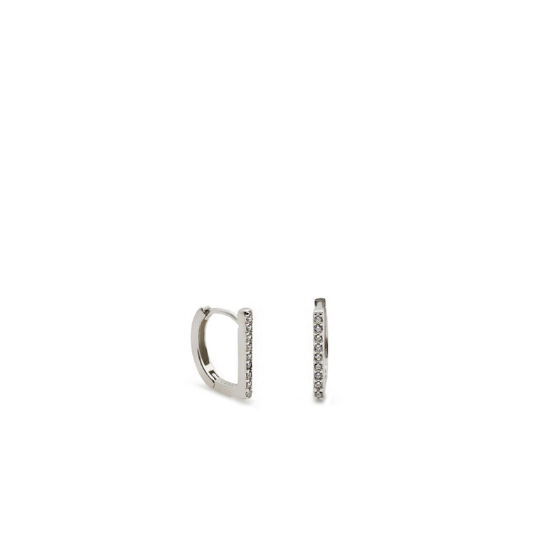 earrings hoop silver with zirconias small with linear structure