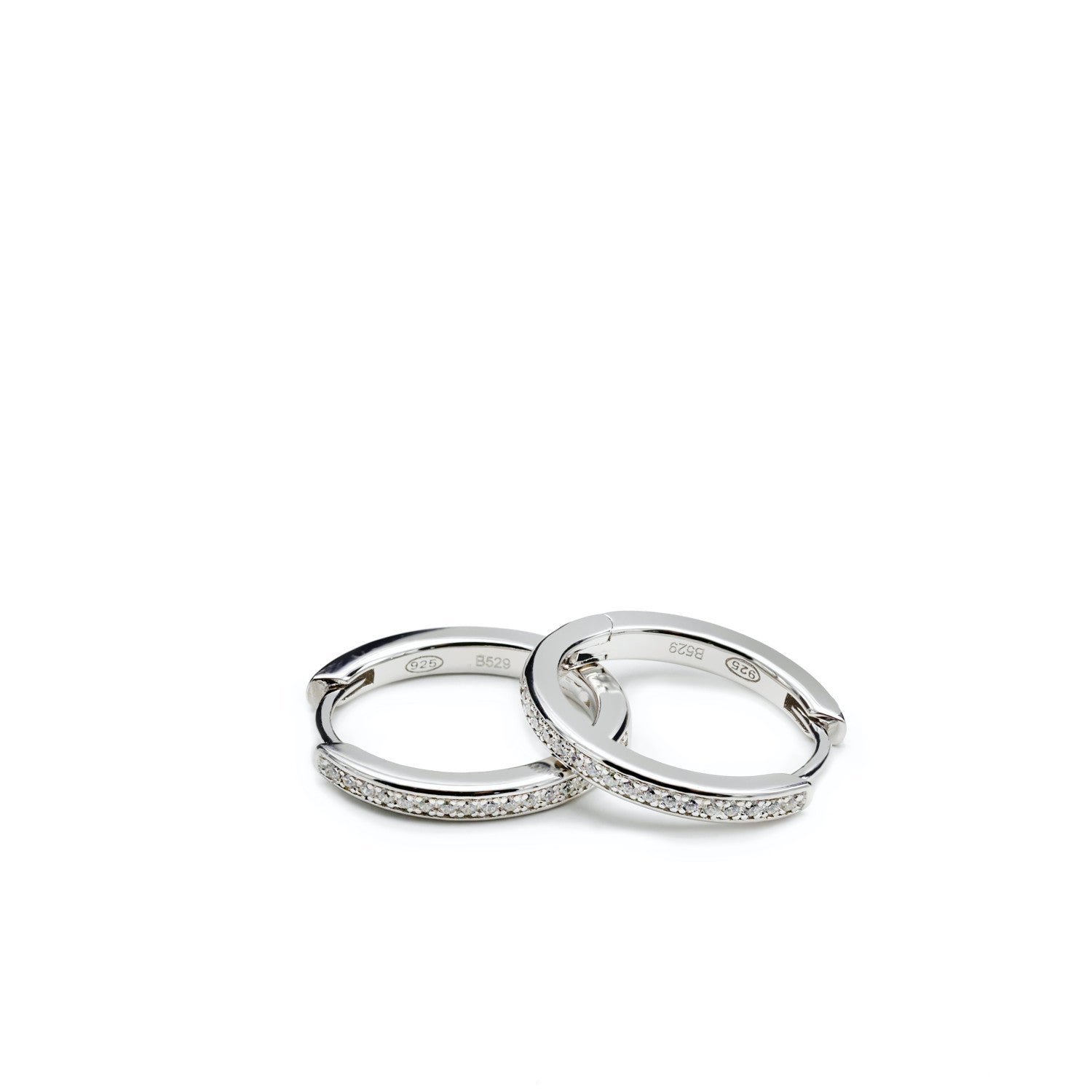 Pendientes aro de plata diseño con circonitas-LINEARGENT