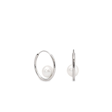 Pendientes aro de plata diseño con perla interior