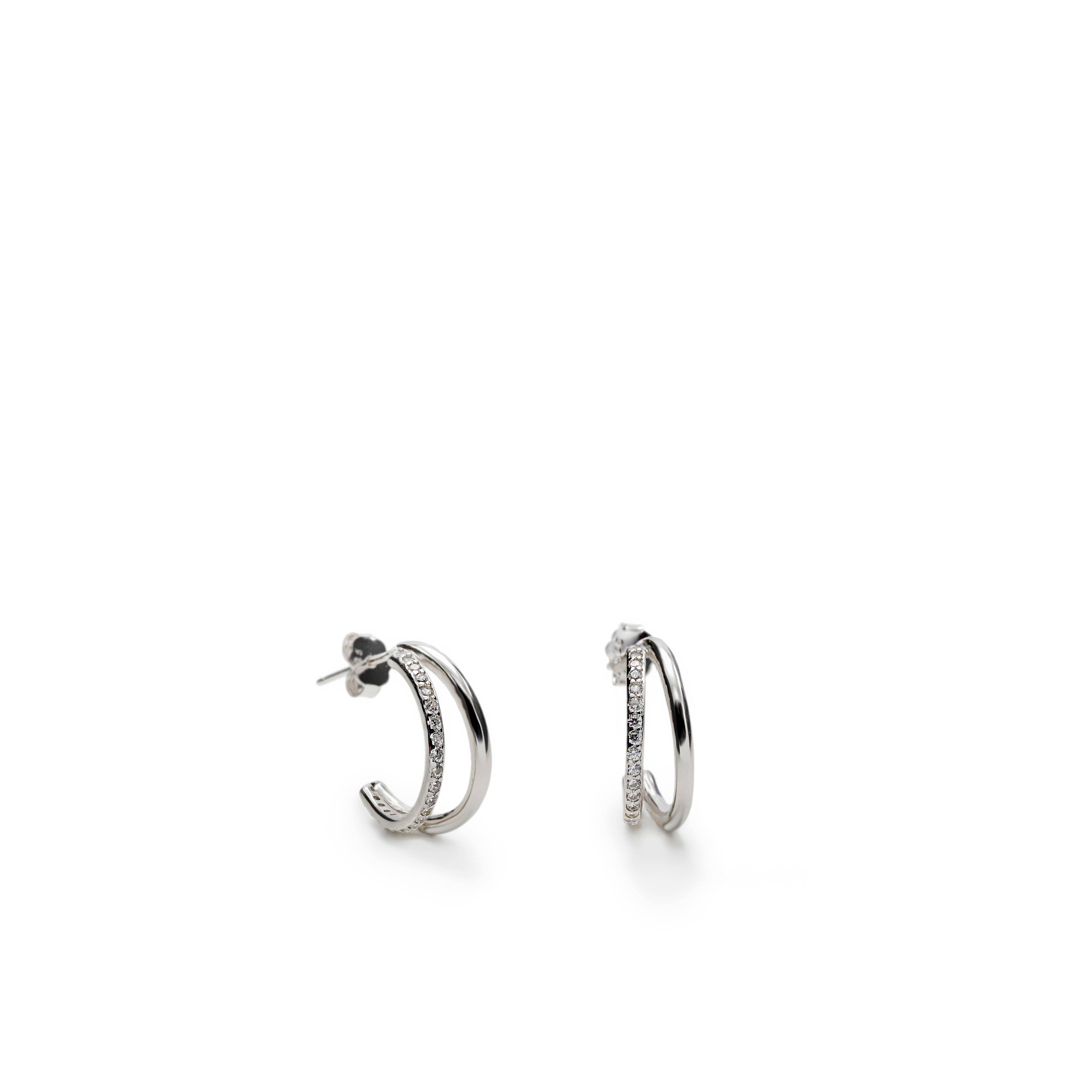 Pendientes aro de plata diseño doble carril
