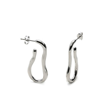 Pendientes aro de plata diseño irregular