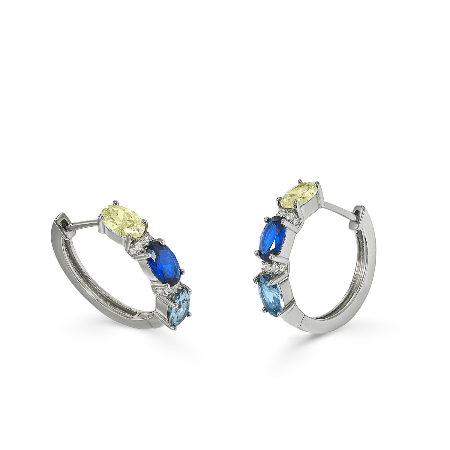 Boucles d'oreilles créole de argent petits design bleu